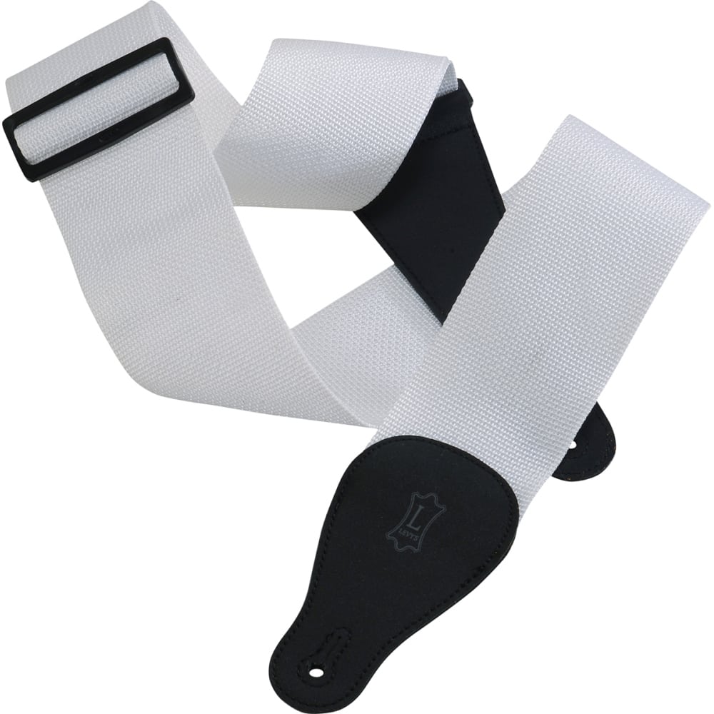 Levy’s 3″ wide white polypropylene guitar strap | Mega Music Store