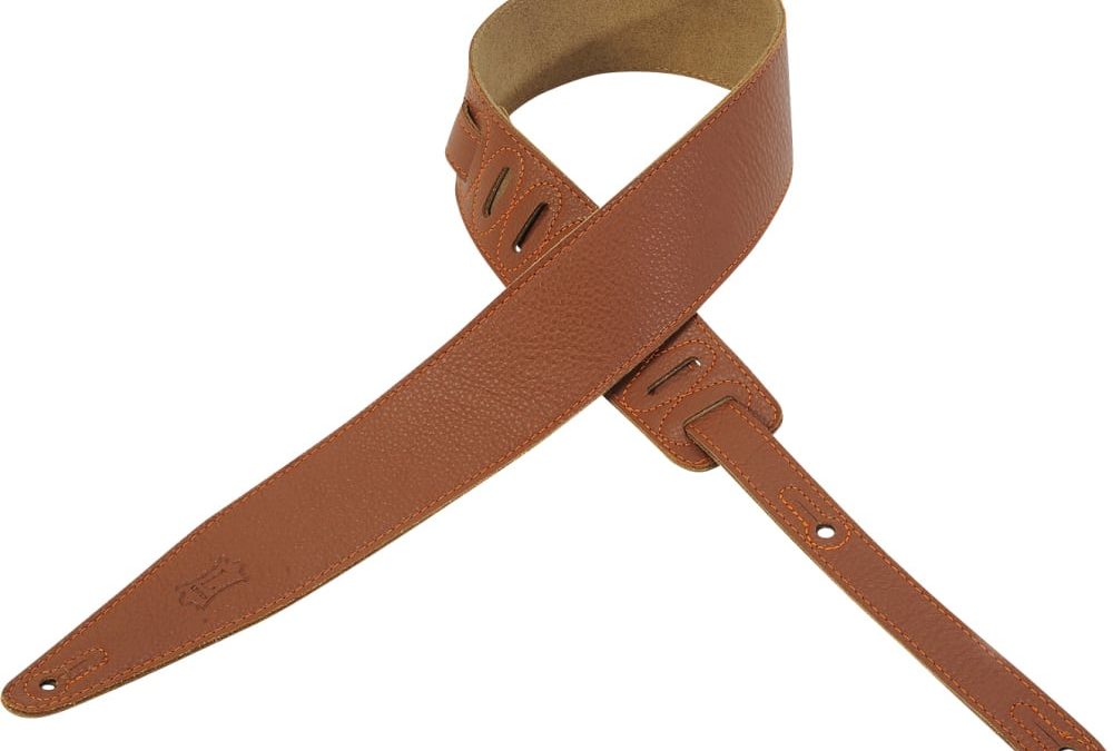 Levy’s 2 1/2″ wide tan garment leather guitar strap | Mega Music Store