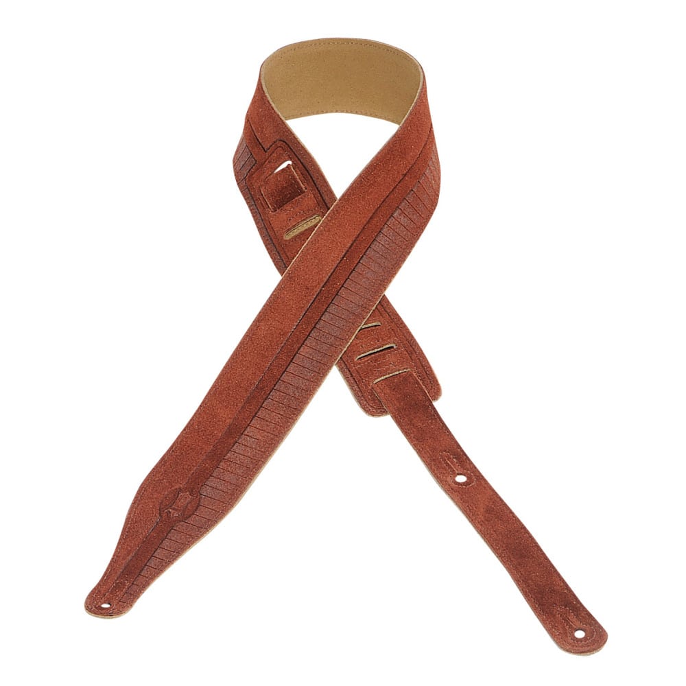 Levy’s 2 1/2″ wide rust suede guitar strap | Mega Music Store