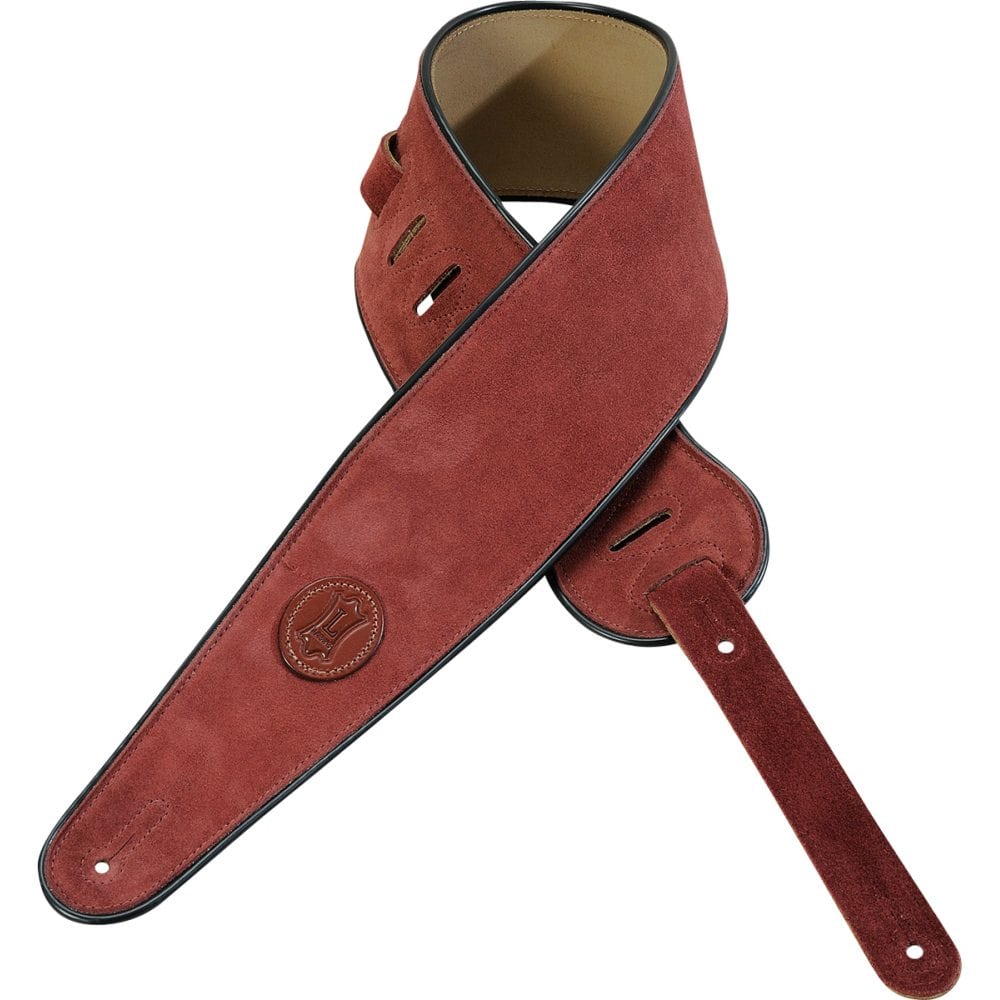 Levy’s 4″ wide burgundy suede bass guitar strap | Mega Music Store