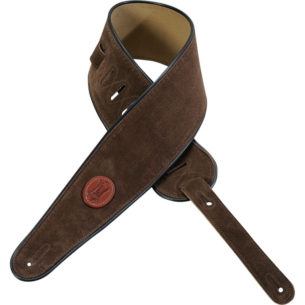 Levy’s 4″ wide brown suede bass guitar strap | Mega Music Store