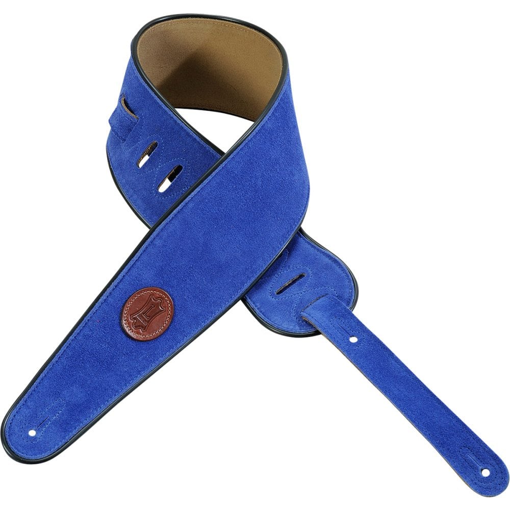 Levy’s 4″ wide royal blue suede bass guitar strap | Mega Music Store