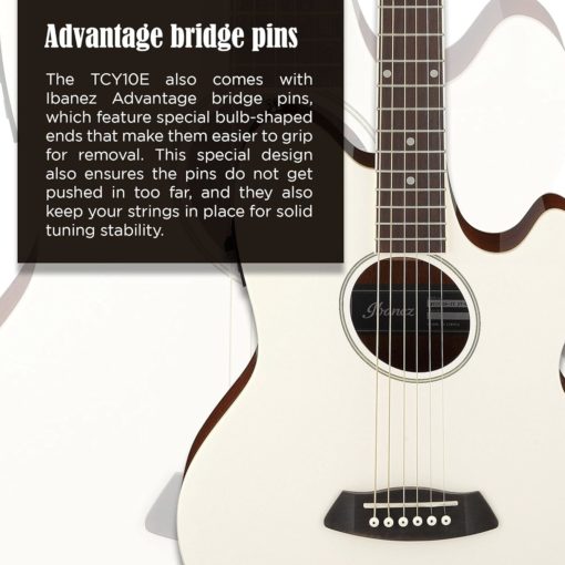 Ibanez TCY10E Acoustic Electric Guitar - White - Image 3